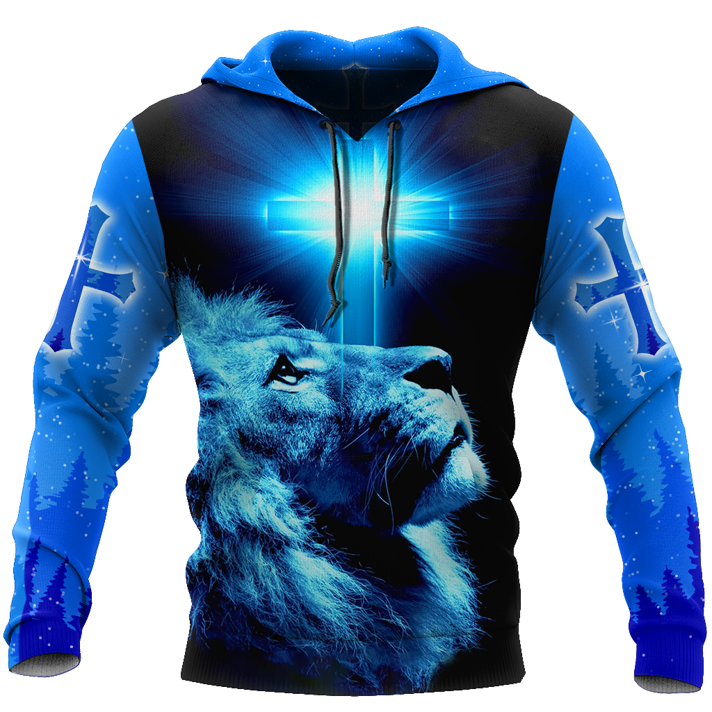Way Maker Miracle Worker Promise Keeper Light In The Darkness Blue Lion All Over Printed Shirt - Amaze Style™-Apparel