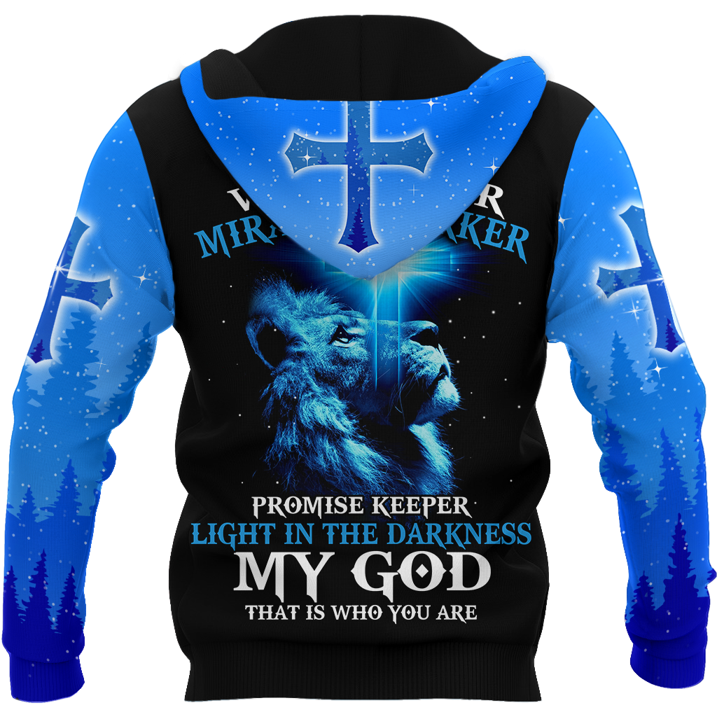 Way Maker Miracle Worker Promise Keeper Light In The Darkness Blue Lion All Over Printed Shirt - Amaze Style™-Apparel