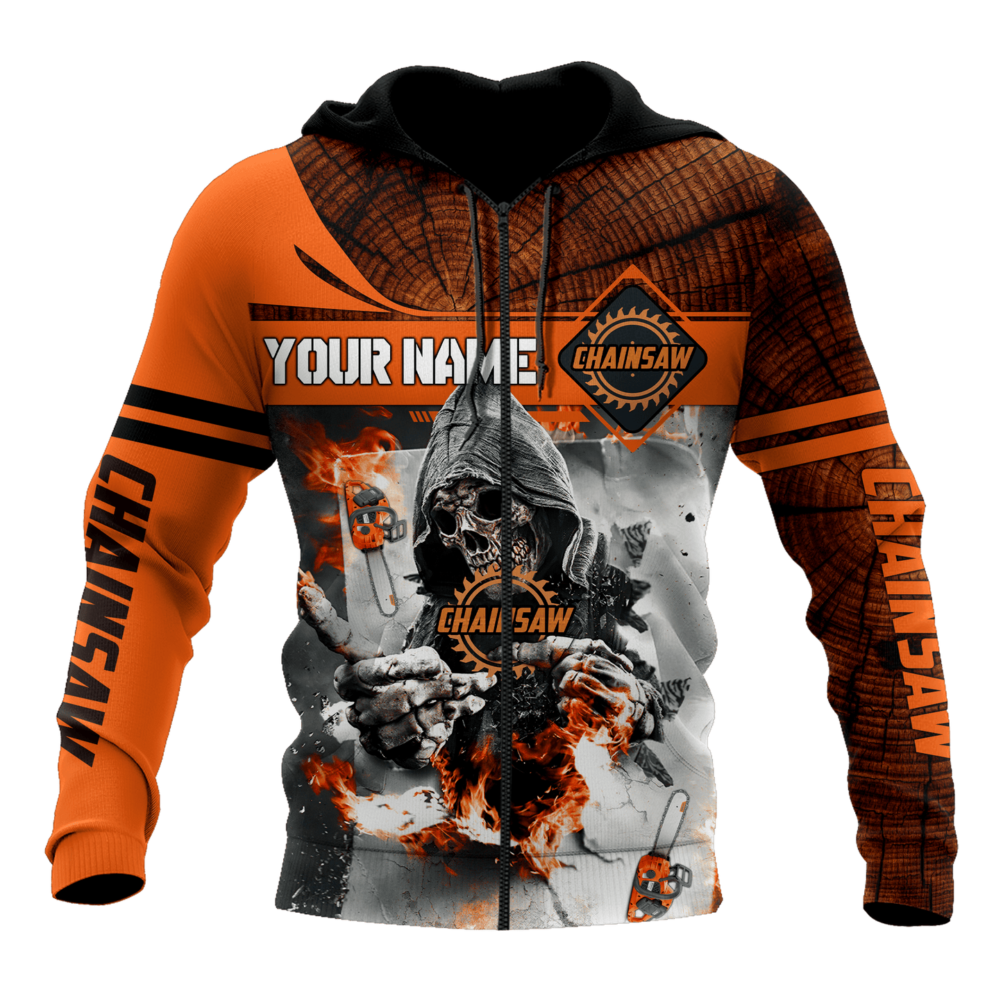 3D Chainsaw Skull Custom Name Unisex Shirts