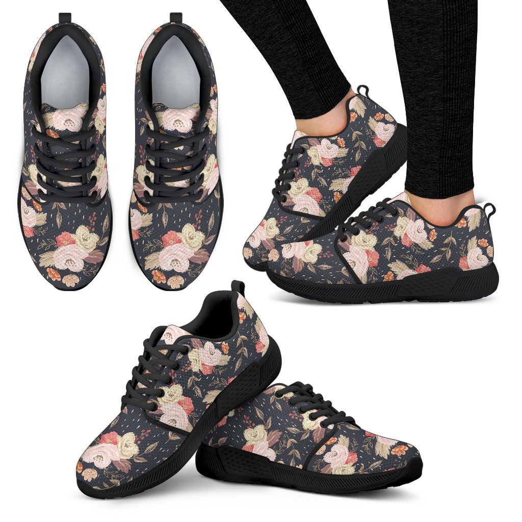 Autumn Fall Floral - Women's Athletic Sneakers (Black)-Amaze Style™-Women's Athletic Sneakers - Autumn Fall Floral - Women's Athletic Sneakers (Black)-US5 (EU35)-Vibe Cosy™