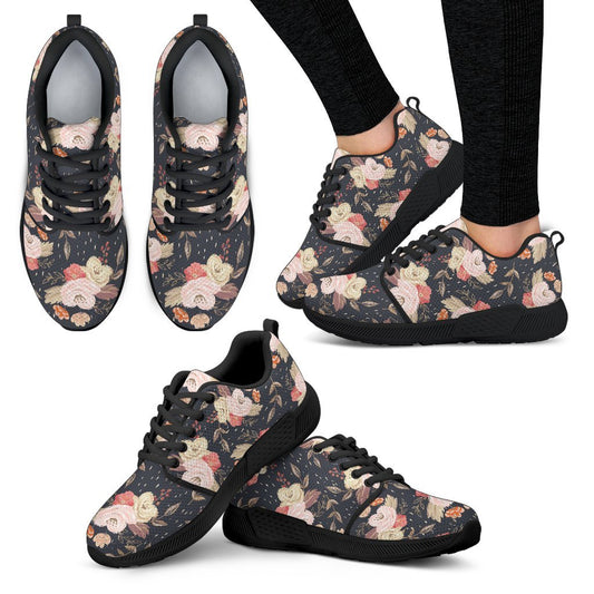 Autumn Fall Floral - Women's Athletic Sneakers (Black)-Amaze Style™-Women's Athletic Sneakers - Autumn Fall Floral - Women's Athletic Sneakers (Black)-US5 (EU35)-Vibe Cosy™