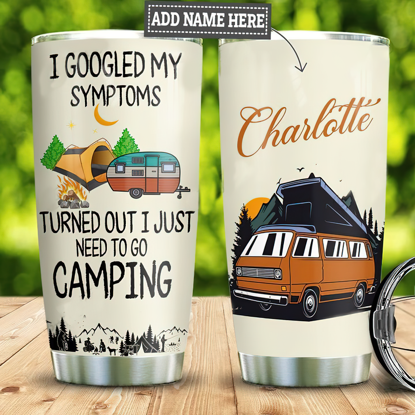 Personalized Name Camping Stainless Steel Tumbler