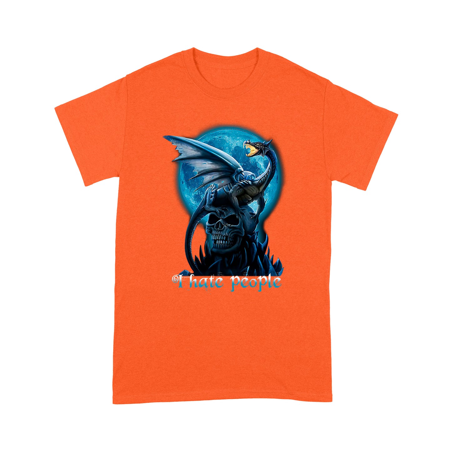 Blue Dragon Skull T-shirt I Hate People MEI
