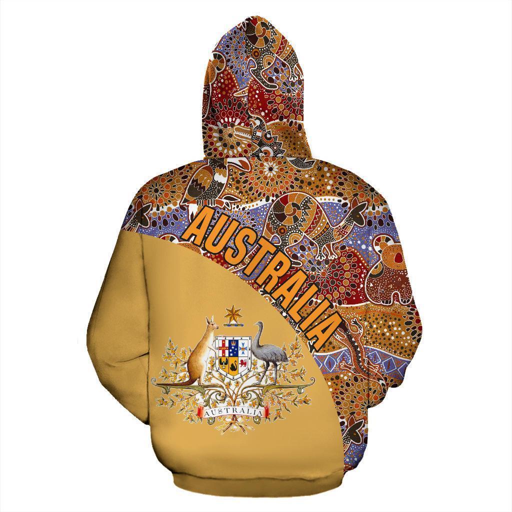 Australia Hoodie Aboriginal Wave Coat Of Arms NNK 1405 - Amaze Style™-Apparel