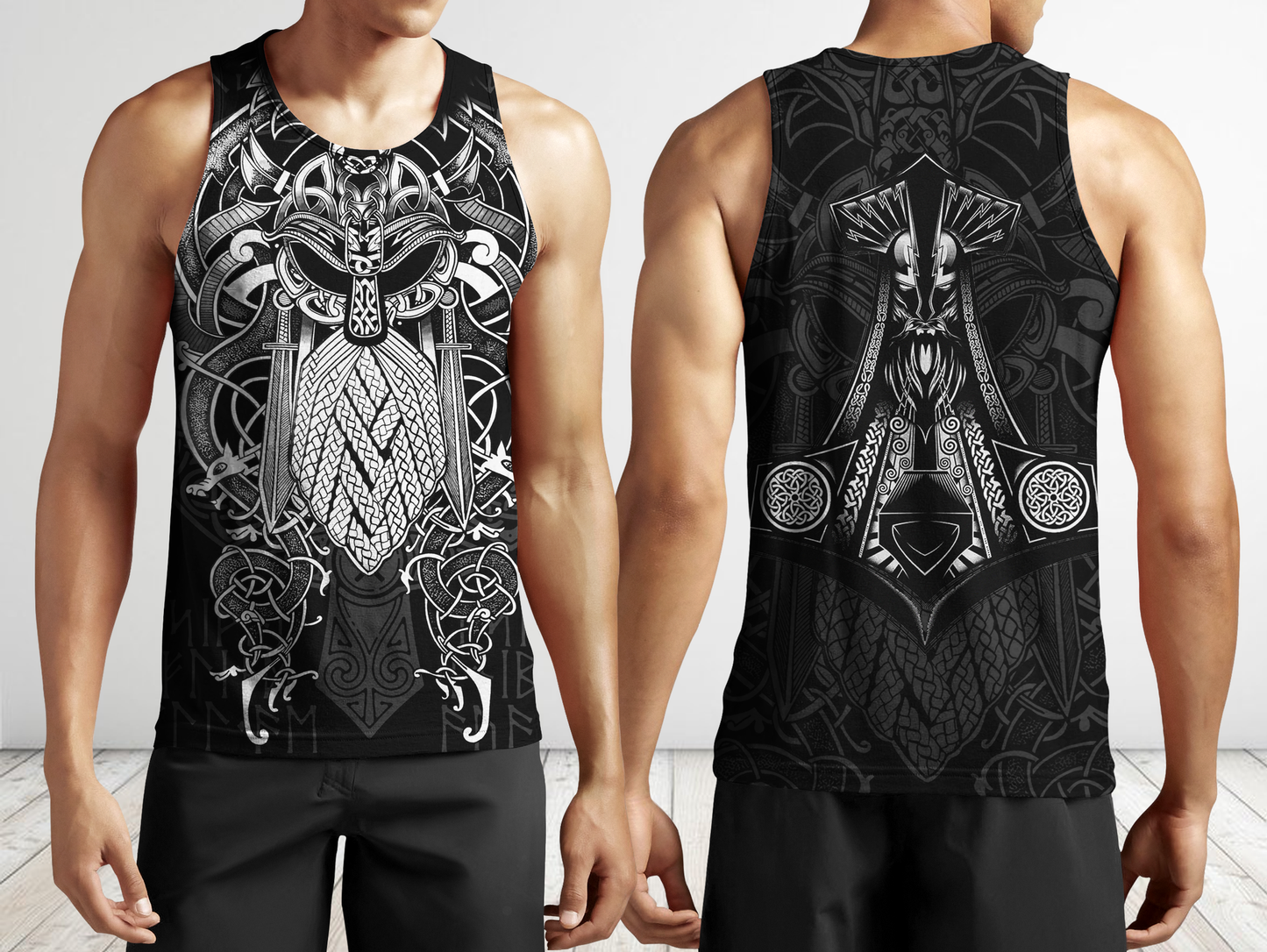 Vikings - Odin Tatoo Style - Amaze Style™-ALL OVER PRINT HOODIES