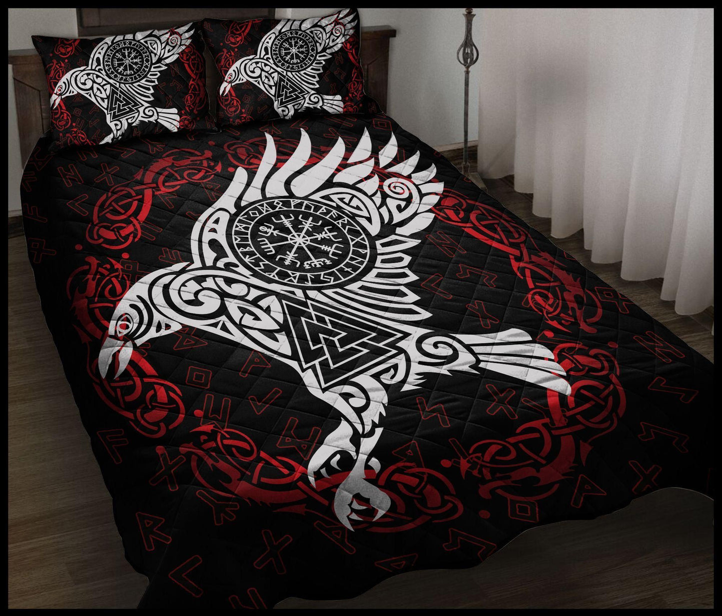 ANTIQUE VIKING RAVEN OF ODIN - QUILT BEDDING SET-Amaze Style™-Twin-Vibe Cosy™