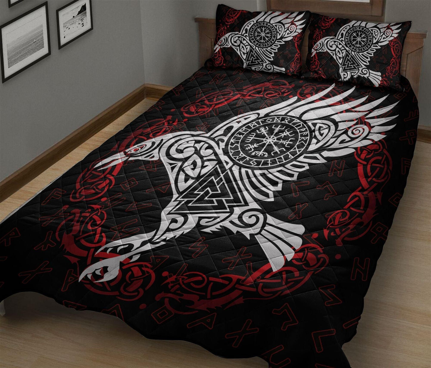 ANTIQUE VIKING RAVEN OF ODIN - QUILT BEDDING SET-Amaze Style™-Twin-Vibe Cosy™