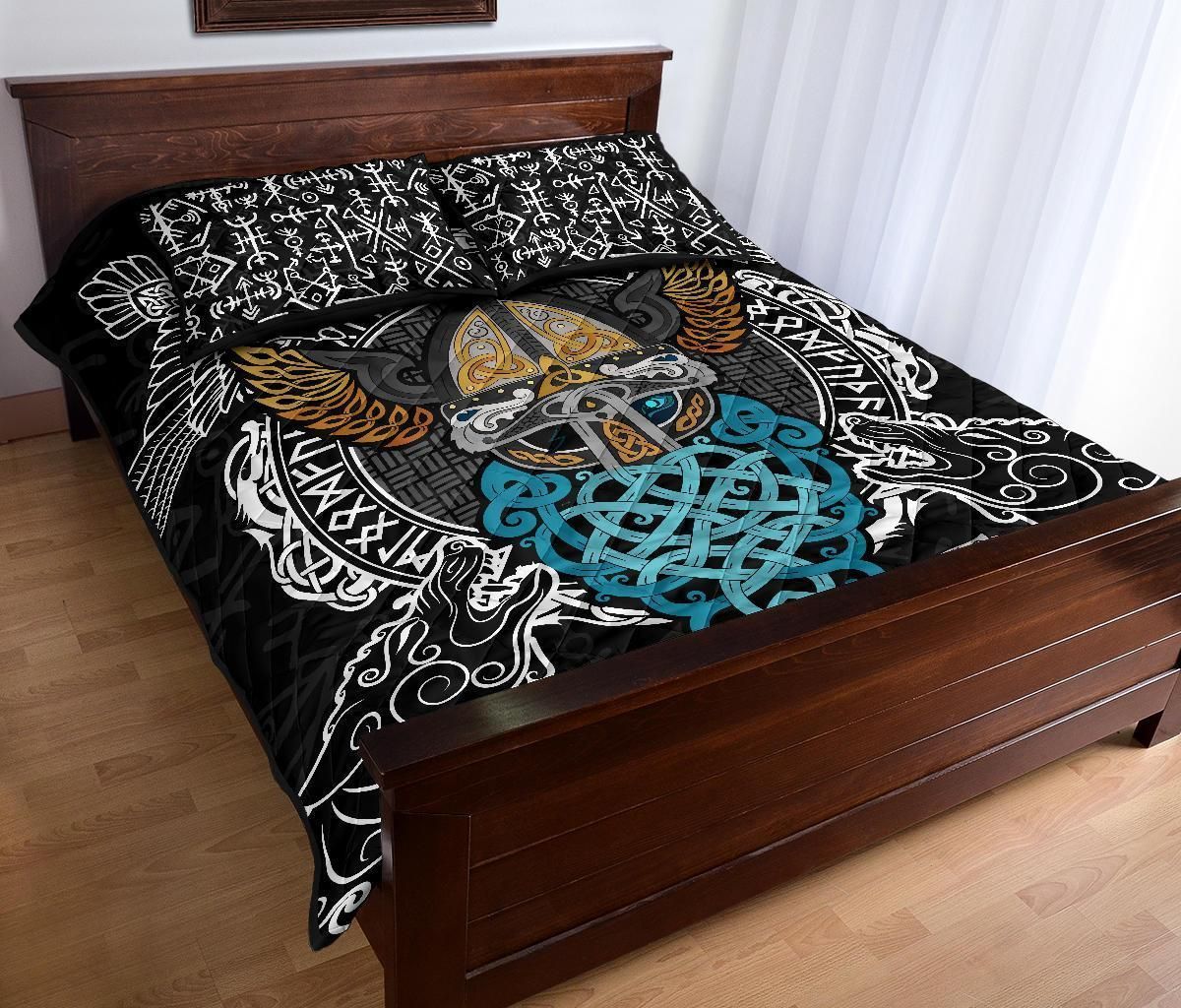 Viking Quilt Bed Set - Odin Helmet Valnut Helm Of Awe Odin HP27052001-Amaze Style™-Quilt Bed Set - Viking-Twin-Vibe Cosy™