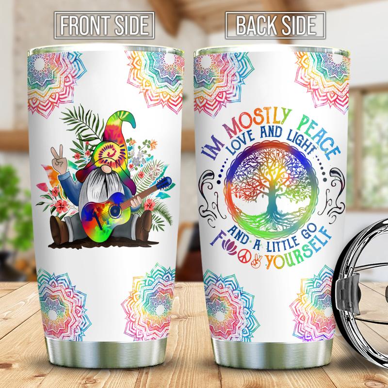 Tie Dye Gnome Hippie Peace And Love Stainless Steel Tumbler