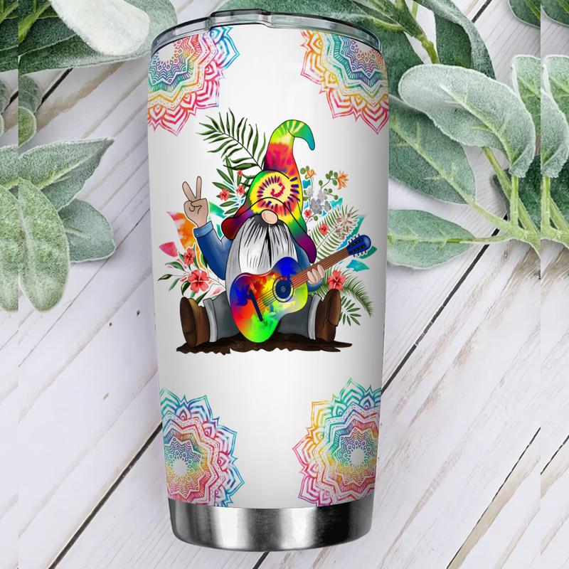 Tie Dye Gnome Hippie Peace And Love Stainless Steel Tumbler