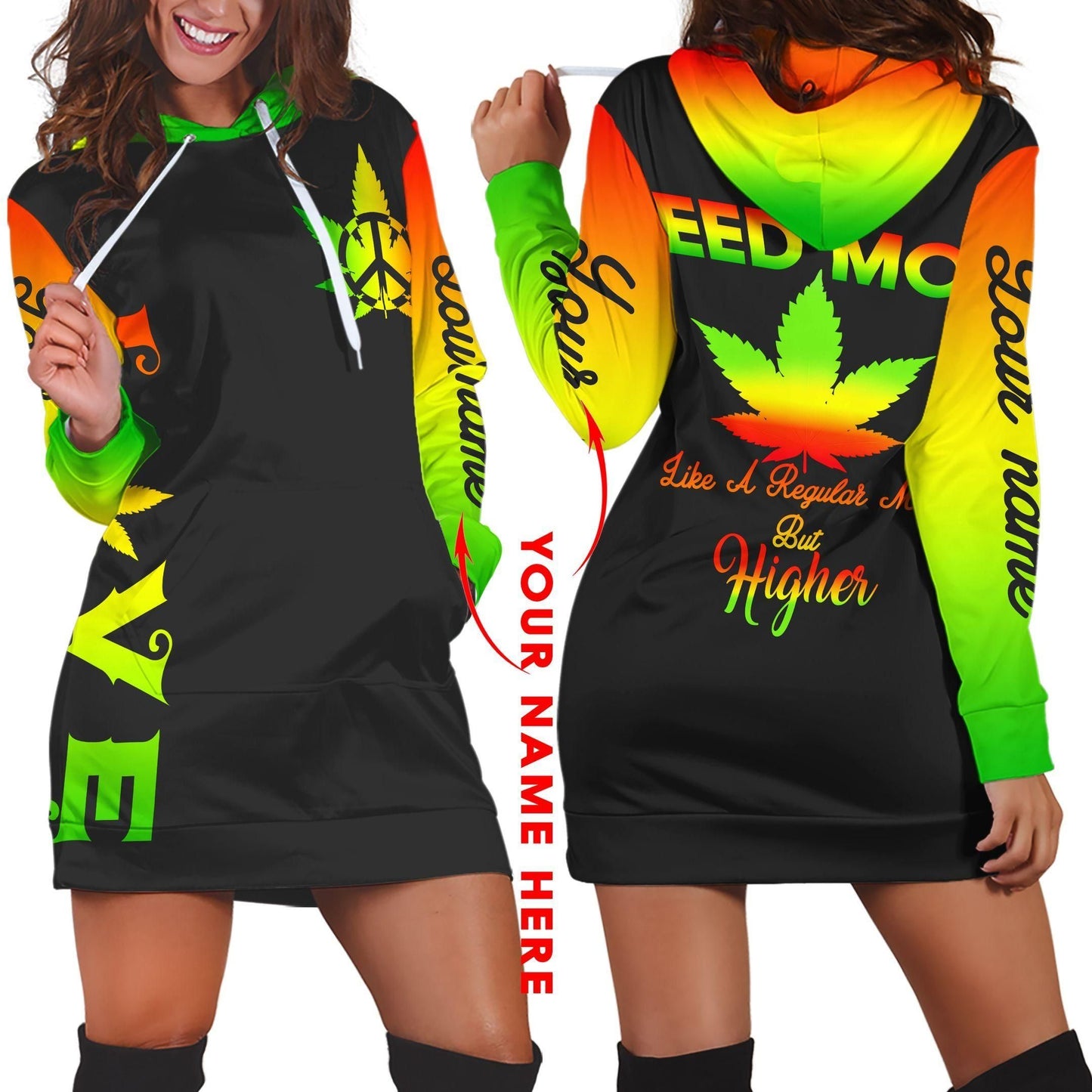 ™ 420 Hoodie Dress Weed Mom 3D all over print Bob Marley Flag HD00701