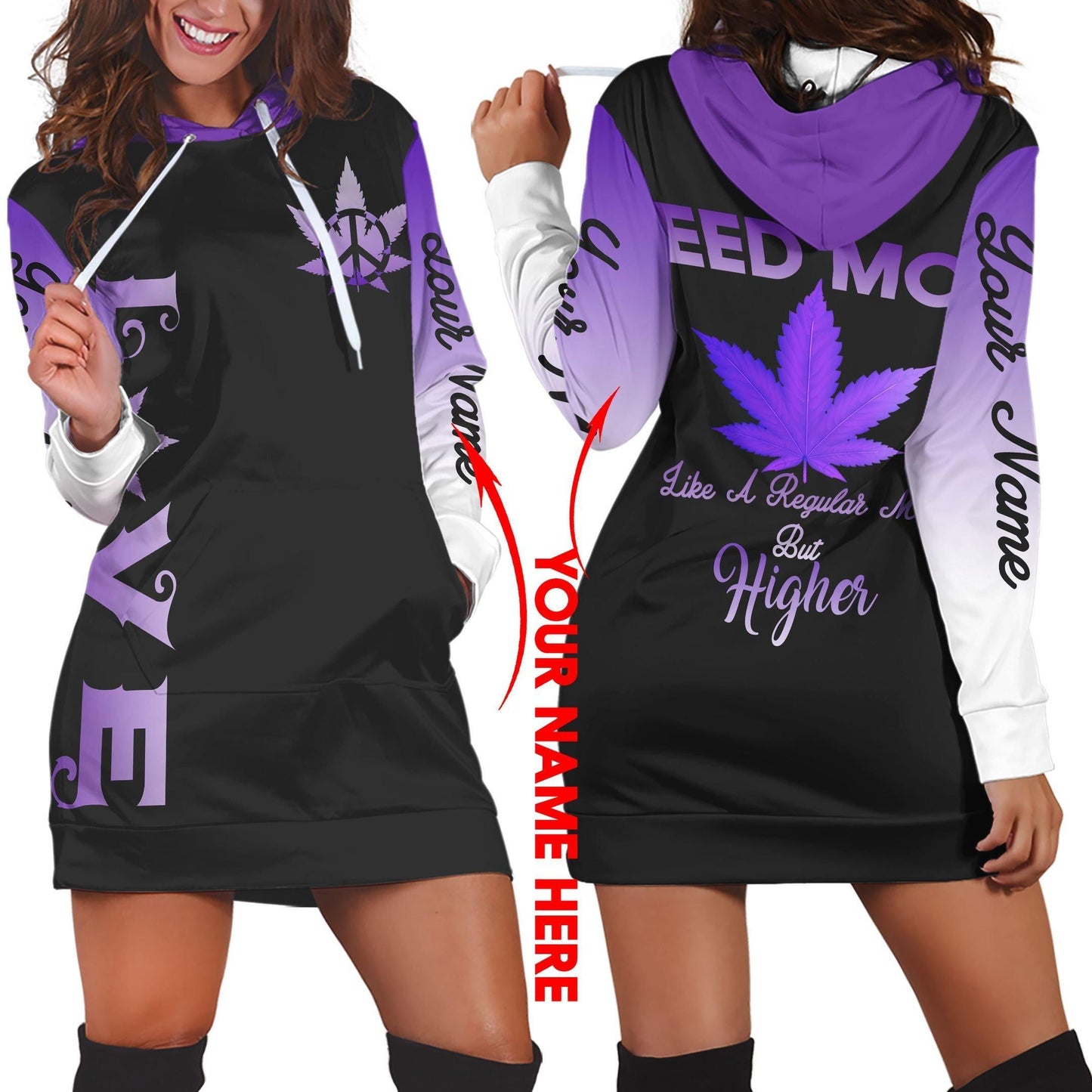 ™ 420 Hoodie Dress Weed Mom 3D all over print Black Purple HD00665
