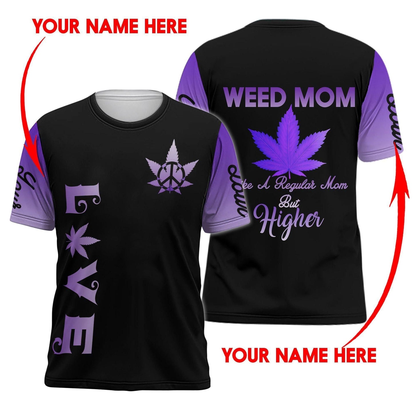 ™ 420 Hoodie Dress Weed Mom 3D all over print Black Purple HD00665