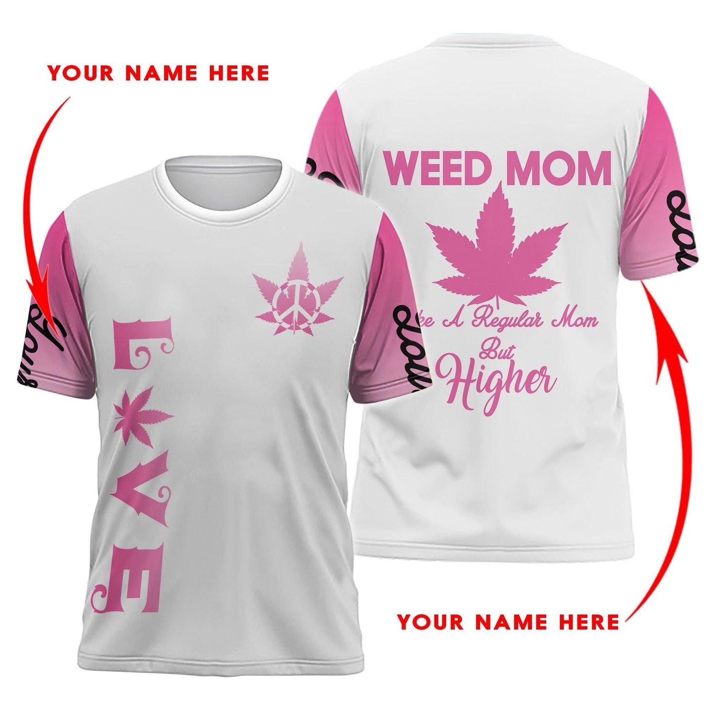 ™ 420 Hoodie Weed Mom 3D all over print White Pink HD00700