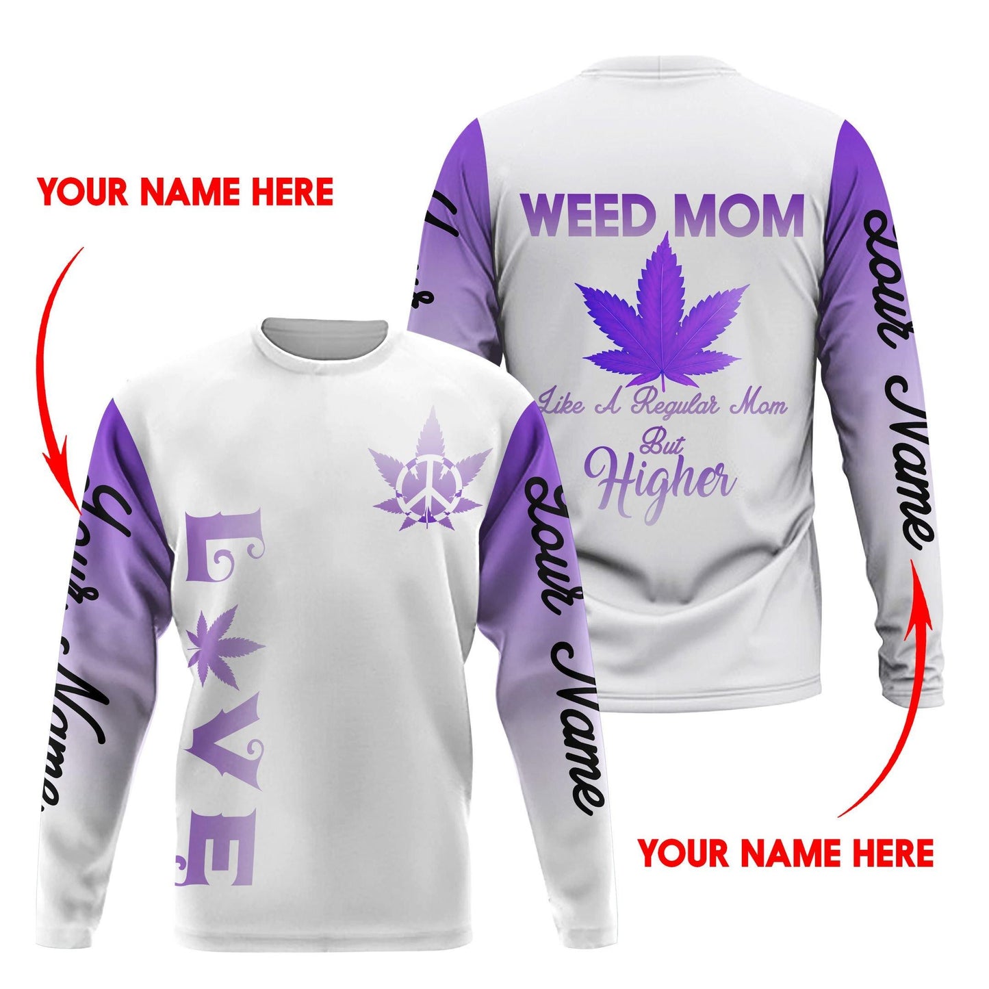 ™ 420 Hoodie Weed Mom 3D all over print White Purple HD00702
