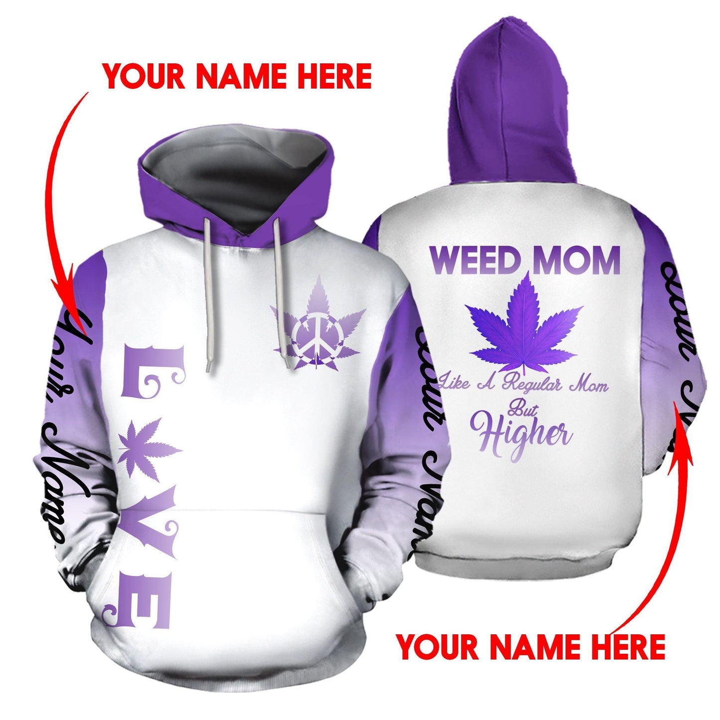 ™ 420 Hoodie Weed Mom 3D all over print White Purple HD00702