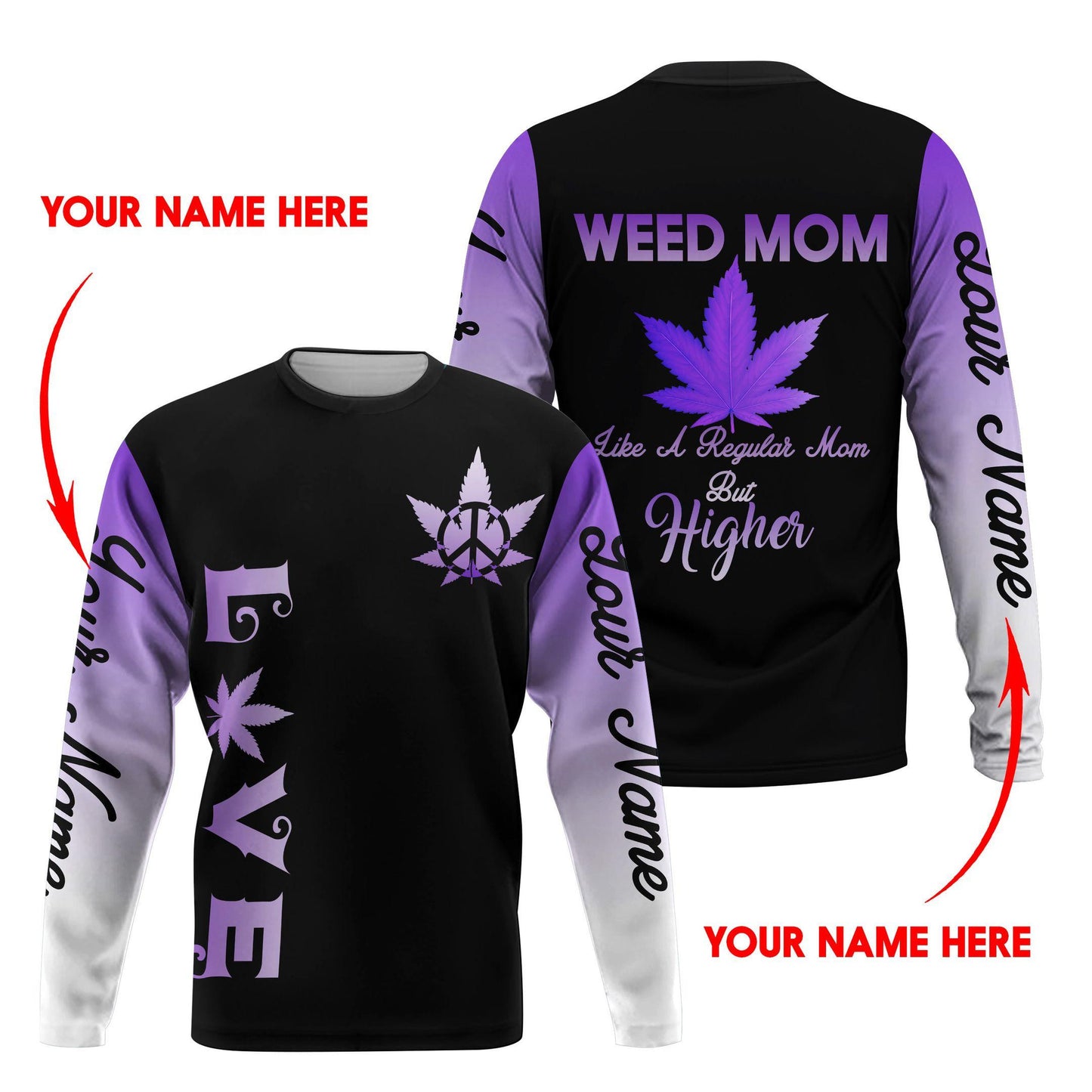 ™ 420 Hoodie Weed Mom 3D all over print Black Purple HD00665