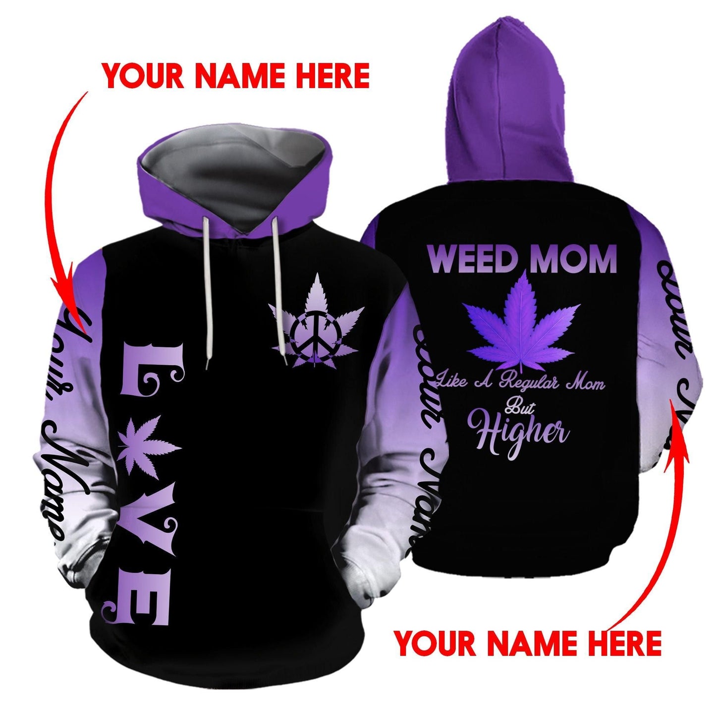™ 420 Hoodie Weed Mom 3D all over print Black Purple HD00665