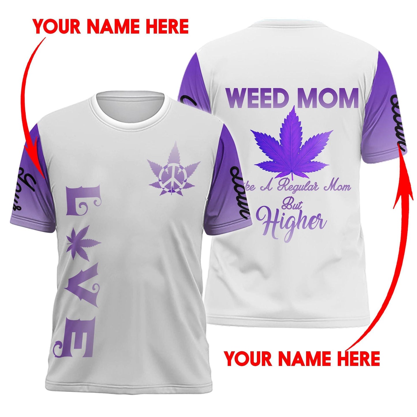 ™ 420 Hoodie Weed Mom 3D all over print White Purple HD00702