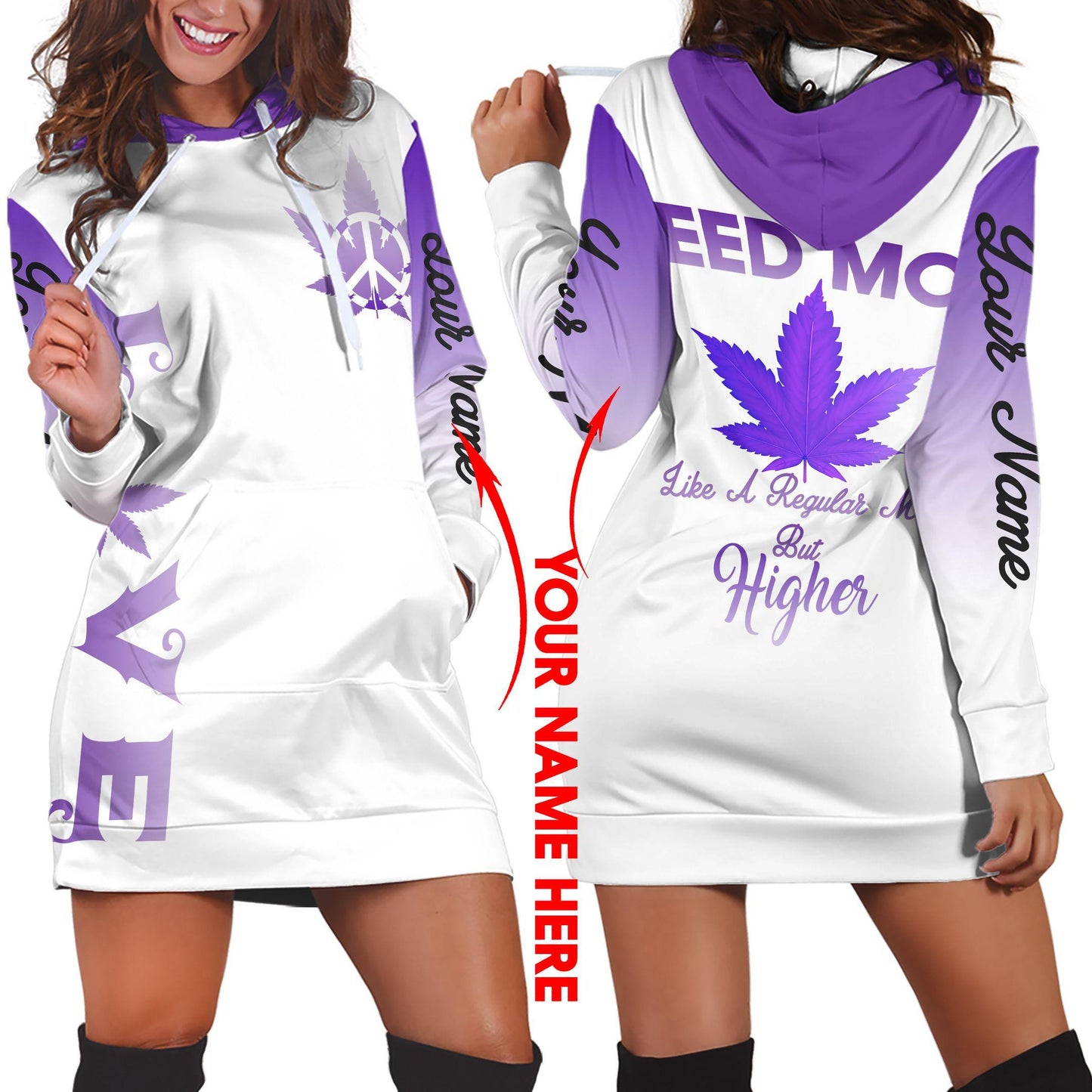 ™ 420 Hoodie Weed Mom 3D all over print White Purple HD00702