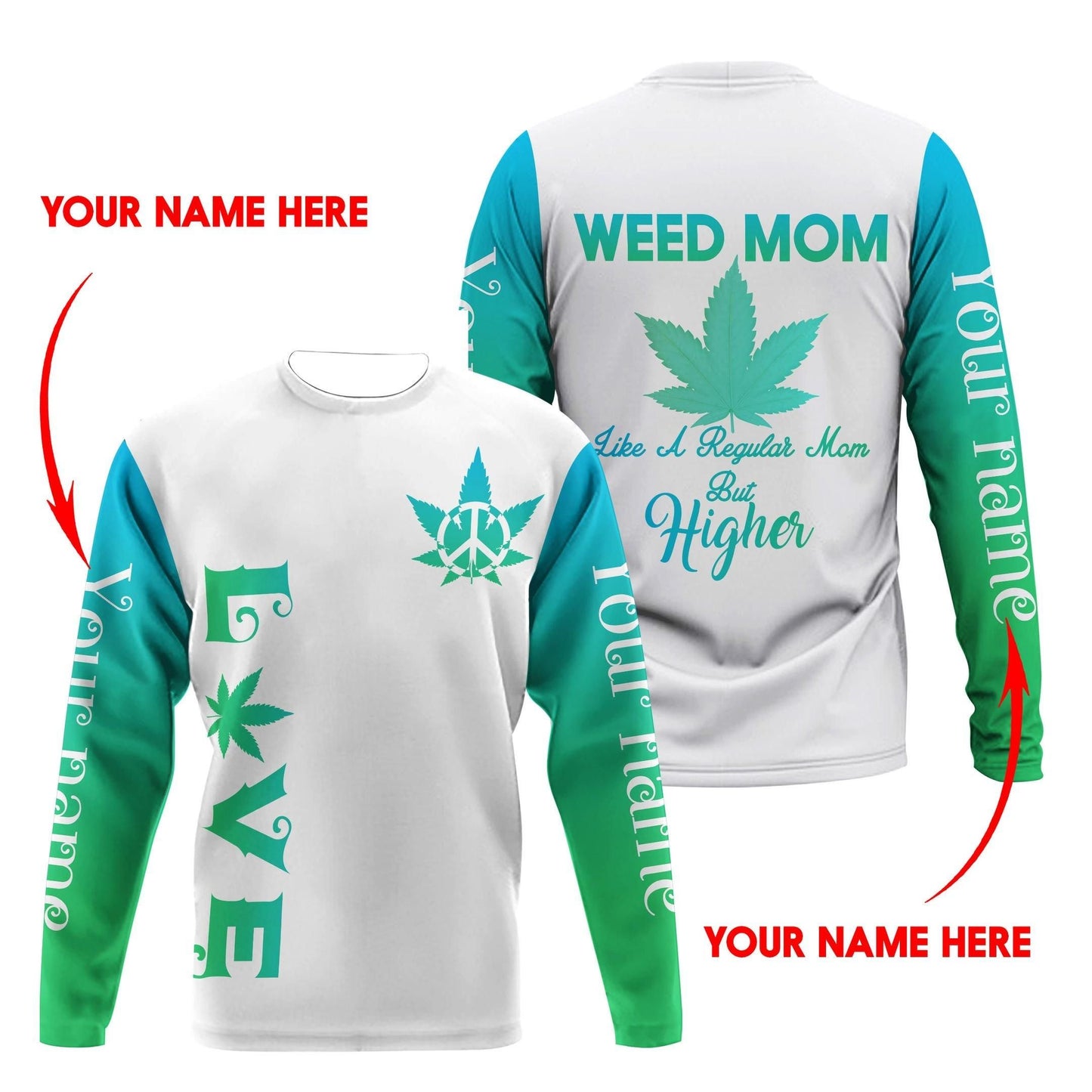 ™ 420 Hoodie Weed Mom 3D all over print White Green HD00697