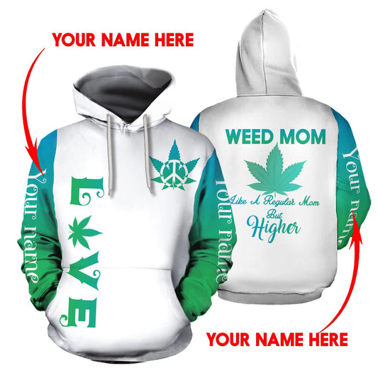 ™ 420 Hoodie Weed Mom 3D all over print White Green HD00697