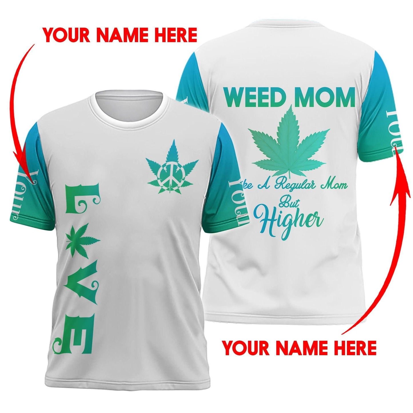 ™ 420 Hoodie Weed Mom 3D all over print White Green HD00697