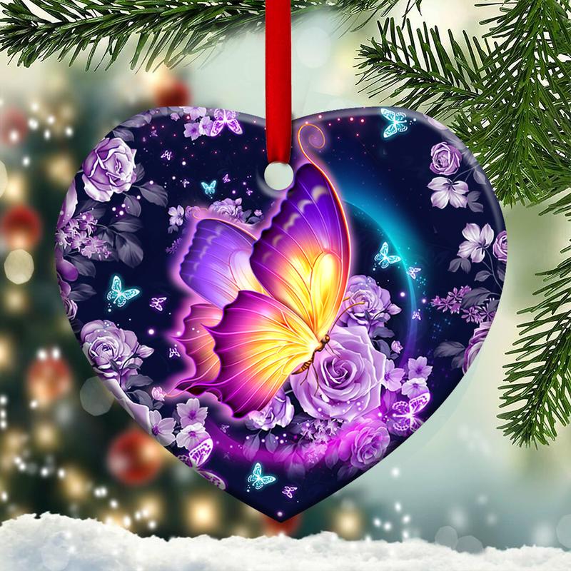 Butterfly I'm Not A Widow I'm a Wife To a Husband  Heart Ornament, Memorial Gifts On Christmas Occasion