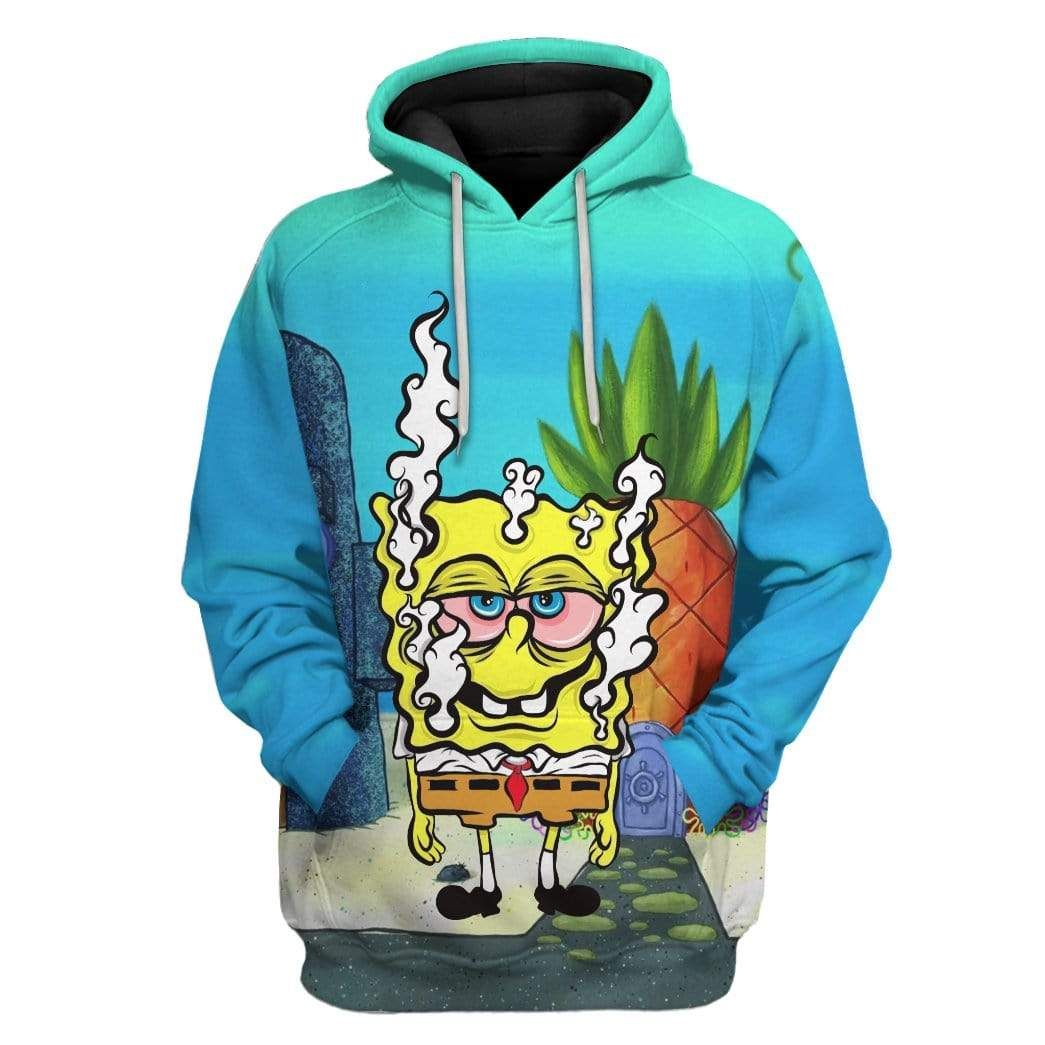 Flowermoonz 3D SpongeBob Smoke Weed Everyday Custom Hoodie Apparel