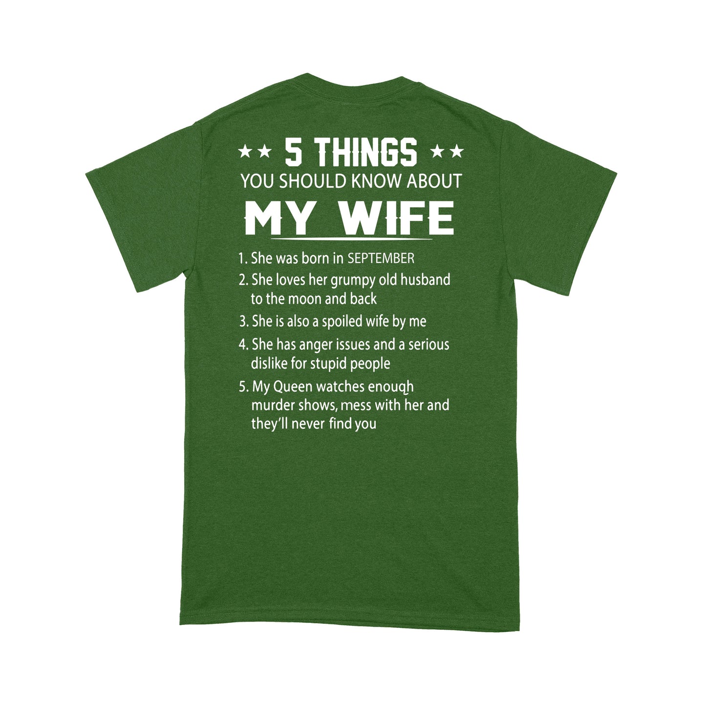 5 Things You Should Know About My Wife Standard T-Shirt Back Print Personalized Tee