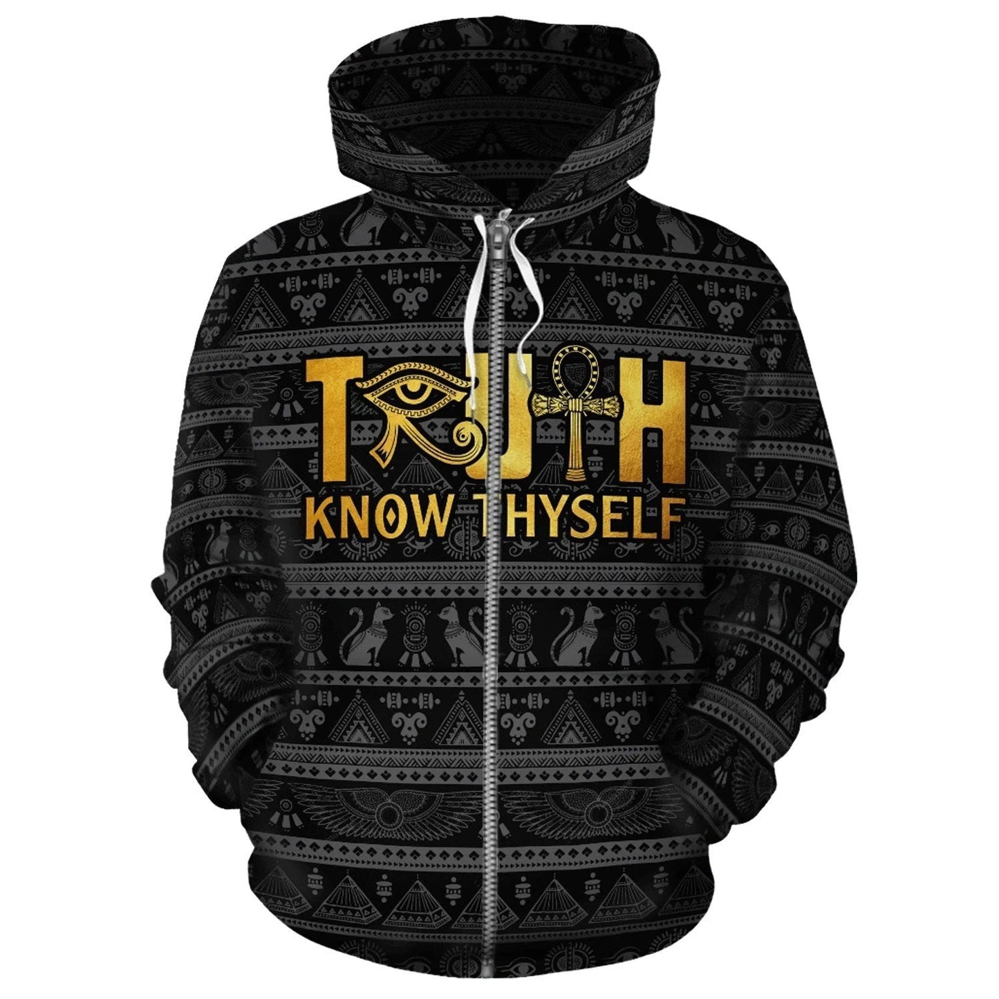African Zip-Up Hoodie - African Truth Know Thyself Hoodie 1st - Amaze Style™-ALL OVER PRINT ZIP HOODIES