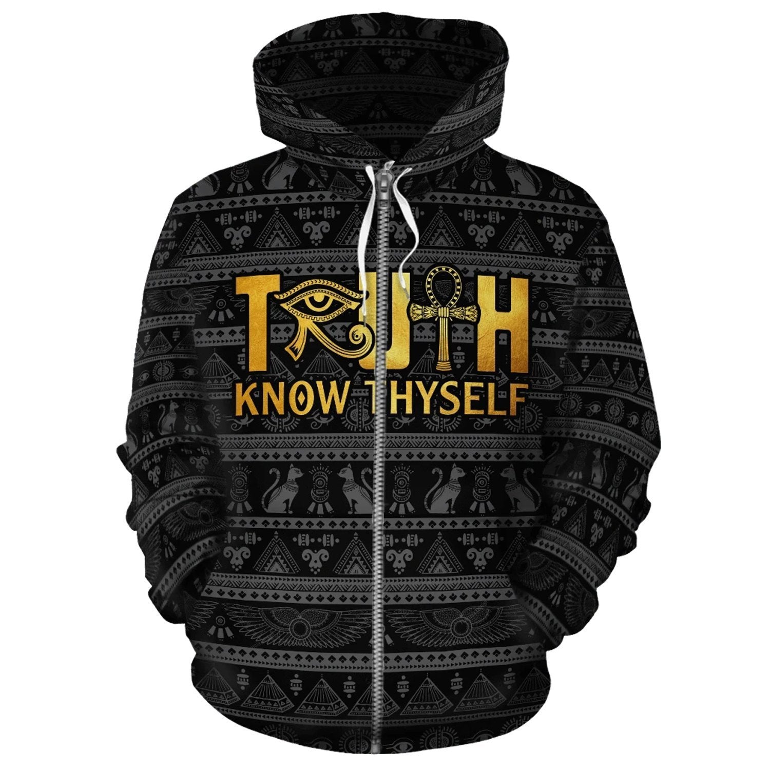 African Zip-Up Hoodie - African Truth Know Thyself Hoodie 1st - Amaze Style™-ALL OVER PRINT ZIP HOODIES
