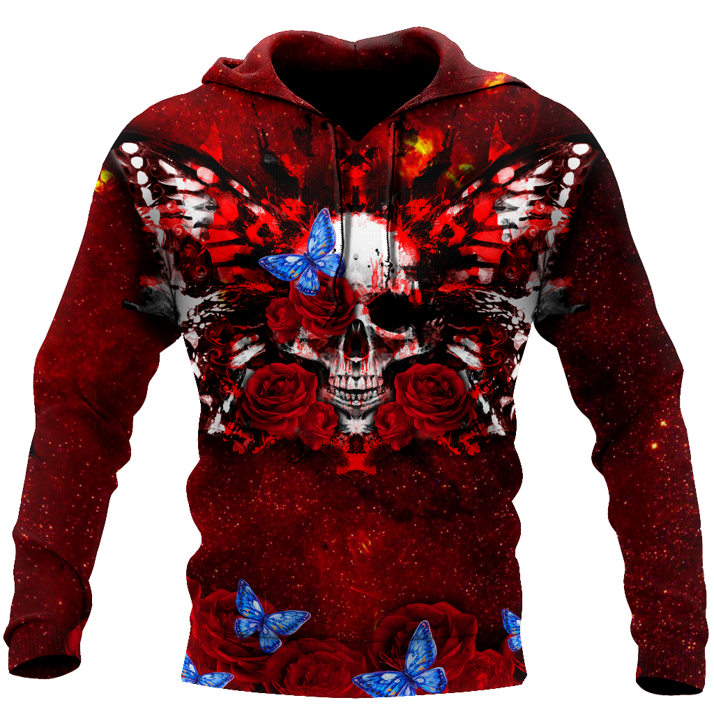 Butterfly love Skull red 3D all over printed for man and women QB05312002