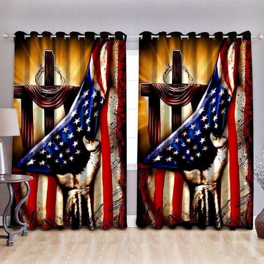 Bright Christian Cross Flag QB05262006-ML - Amaze Style™-Curtains