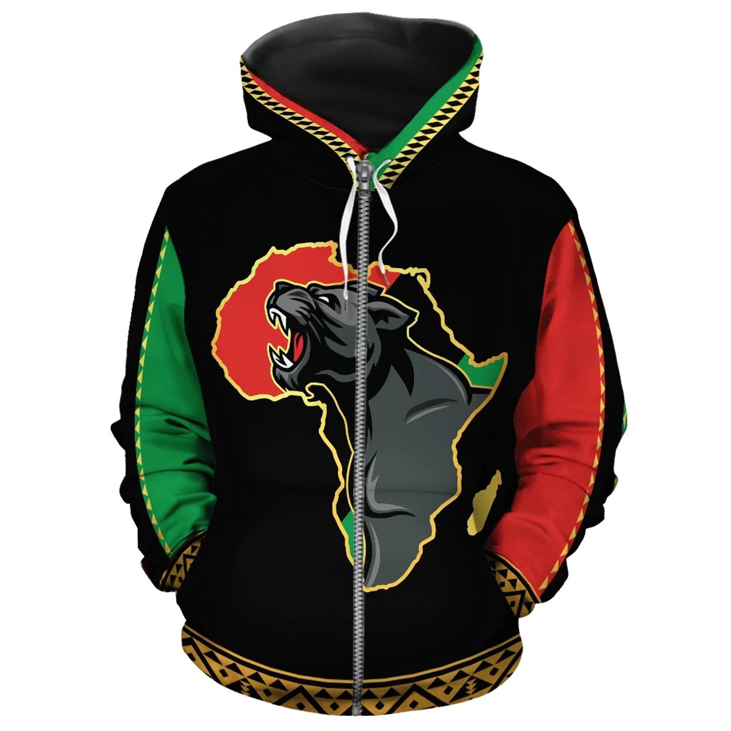 African Zip-Up Hoodie - Panther Africa 11 - Amaze Style™-ALL OVER PRINT ZIP HOODIES (A)