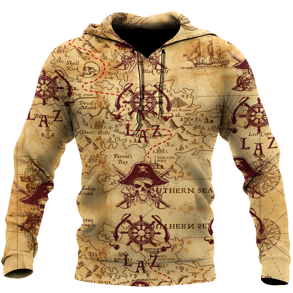 Caribbean Map Over Printed Hoodie