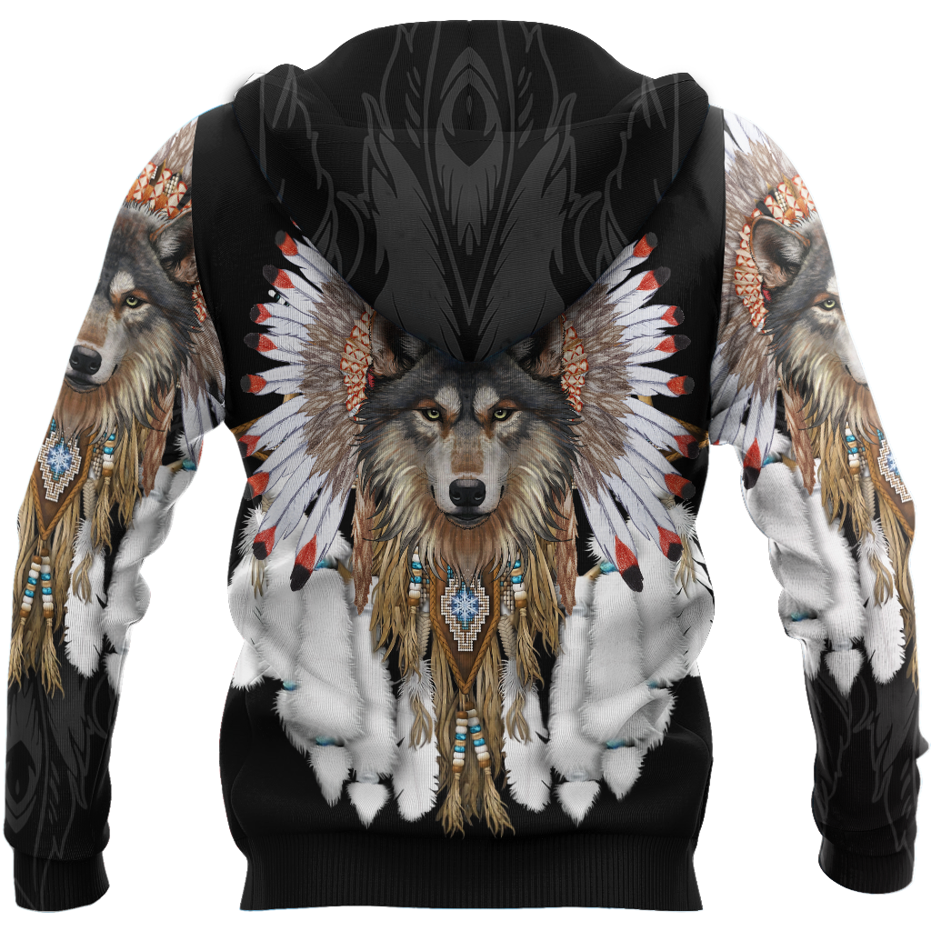 Wolf Native American Hoodie 3D All Over Printed Shirts