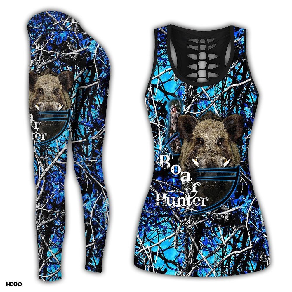 Boar Hunting Blue Camo Combo Tank Top + Legging TA043002 - Amaze Style™-Apparel