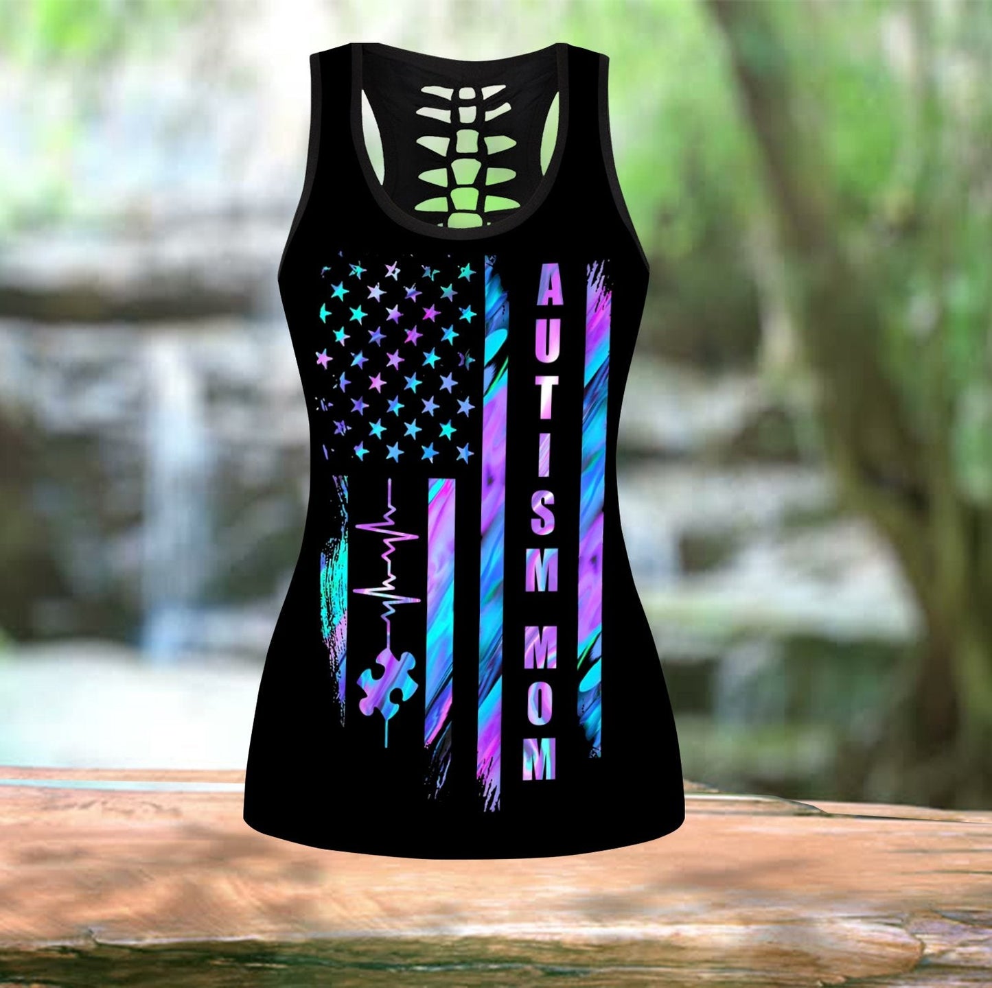 Autism Mom Flag Autism Awearness Combo Tank + Legging QB06192002