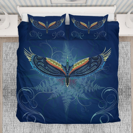 Tui bird with silver fern bedding set