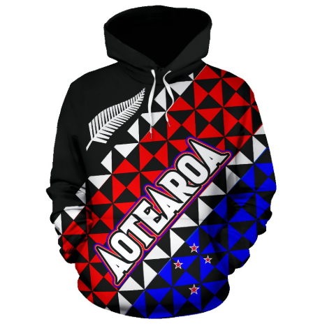 Aotearoa - New Zealand Hoodie Silver Fern & Flag Color - Amaze Style™-Apparel
