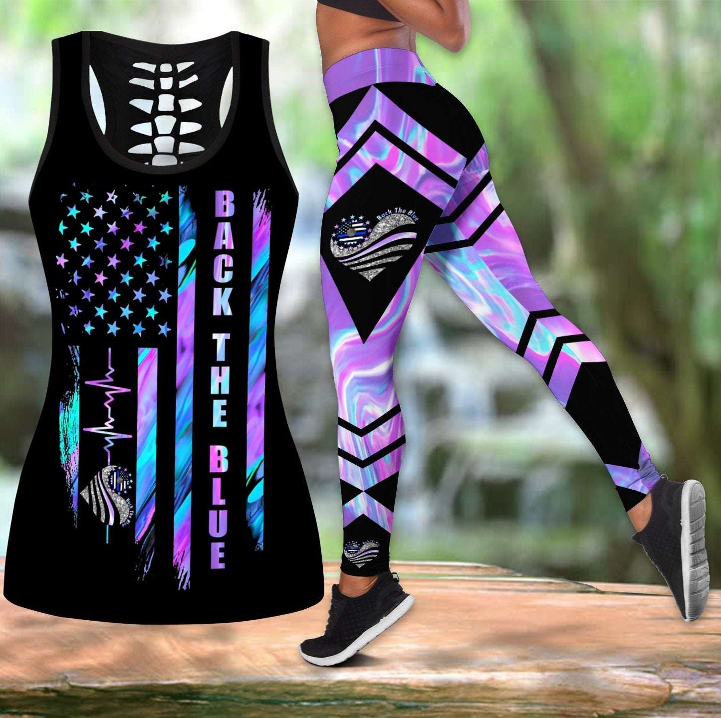 Back The Bue Flag Combo Tank Top + Legging QB07022003