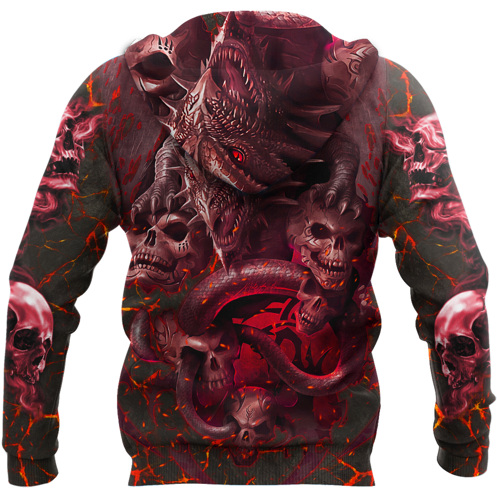 Amazing Skull Dragon All Over Printed Hoodie For Men And Women MEI