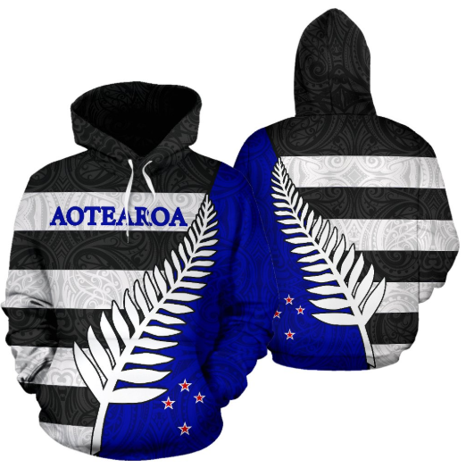 Aotearoa-New Zealand Hoodie Silver Fern TH5 - Amaze Style™-Apparel