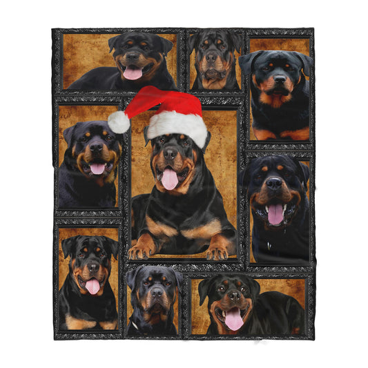 Custom Blanket Rottweiler - Gift For Dog Mom - Sherpa Blanket HG