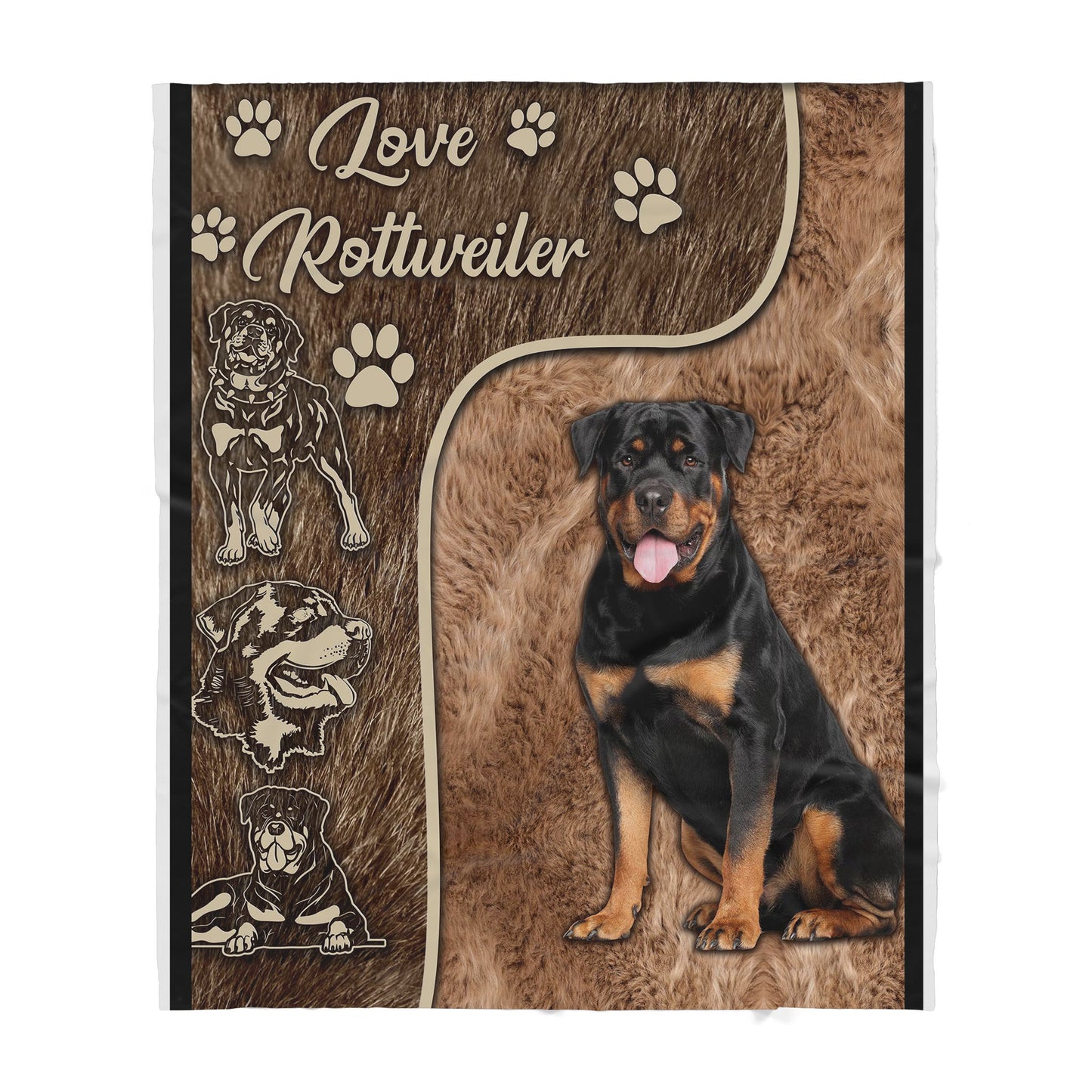Custom Blanket Rottweiler- Gift For Dog Mom - Sherpa Blanket HG