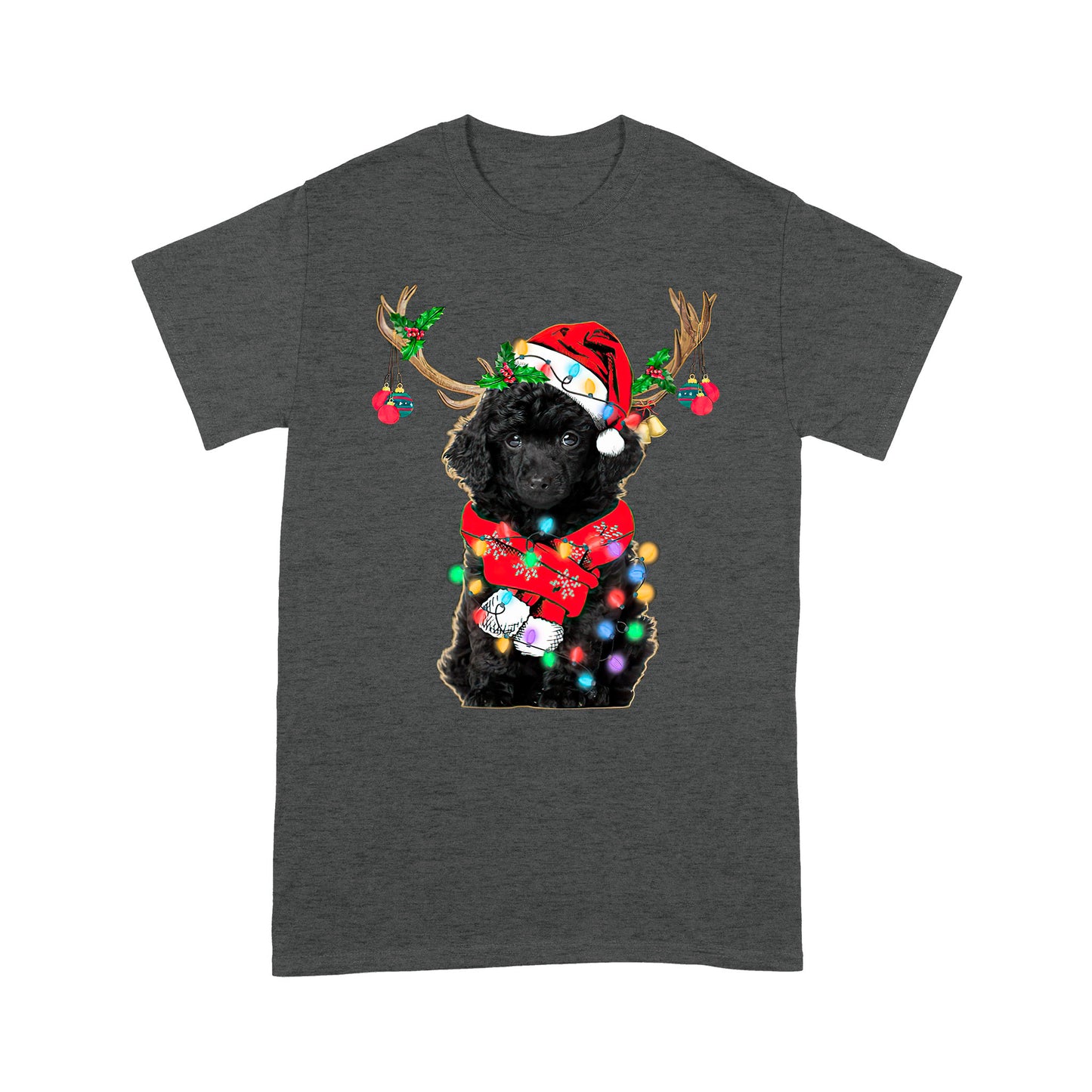Dog Merry Christmas Poodle Standard T-shirt HG