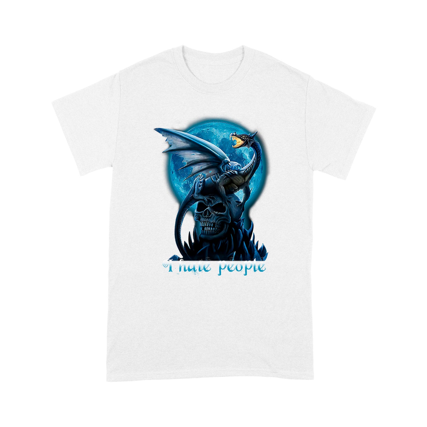 Blue Dragon Skull T-shirt I Hate People MEI