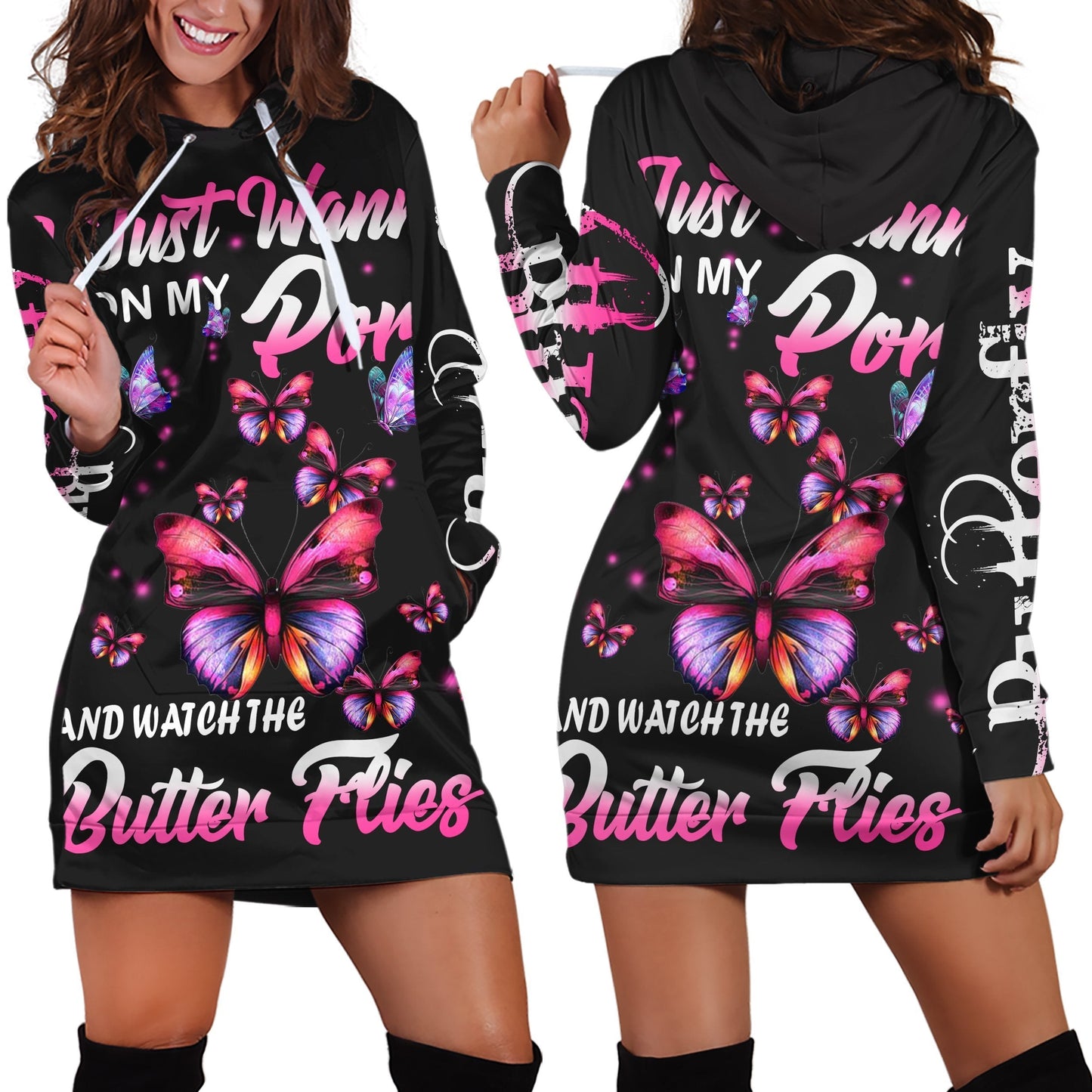 3D All Over Amazing Butterflies Hoodie Dress Blanket - Amaze Style™-Apparel