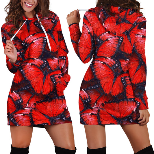 3D All Over Red Butterflies Hoodie Dress Leggings Blanket - Amaze Style™-Apparel